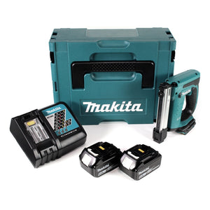 Makita DST 221 RGJ 18 V Li-ion Akku Tacker im Makpac + 2x BL 1860 B 6,0 Ah Li-Ion Akku + DC 18 RC Ladegerät