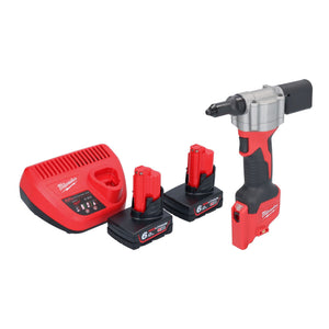 Milwaukee M12 BPRT-502 Akku Blindnietgerät 12 V 20,32 mm + 2x Akku 6,0 Ah + Ladegerät