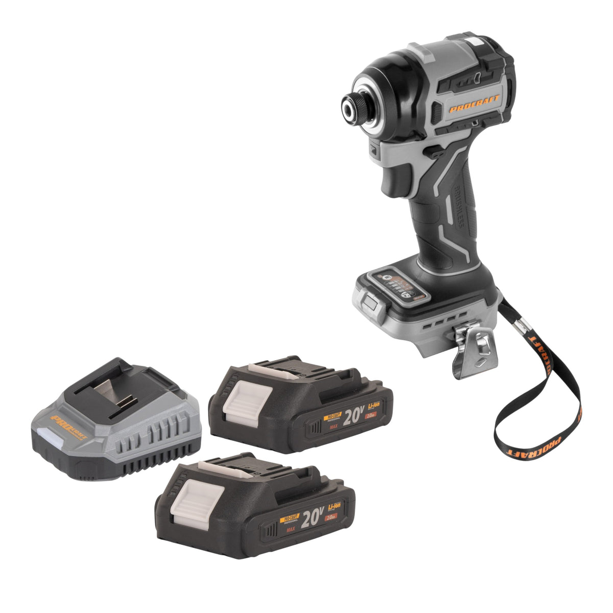 Procraft ID20Abb avvitatore a impatto a batteria 20 V 180 Nm 1/4" + 2x batteria 2,0 Ah + caricabatteria