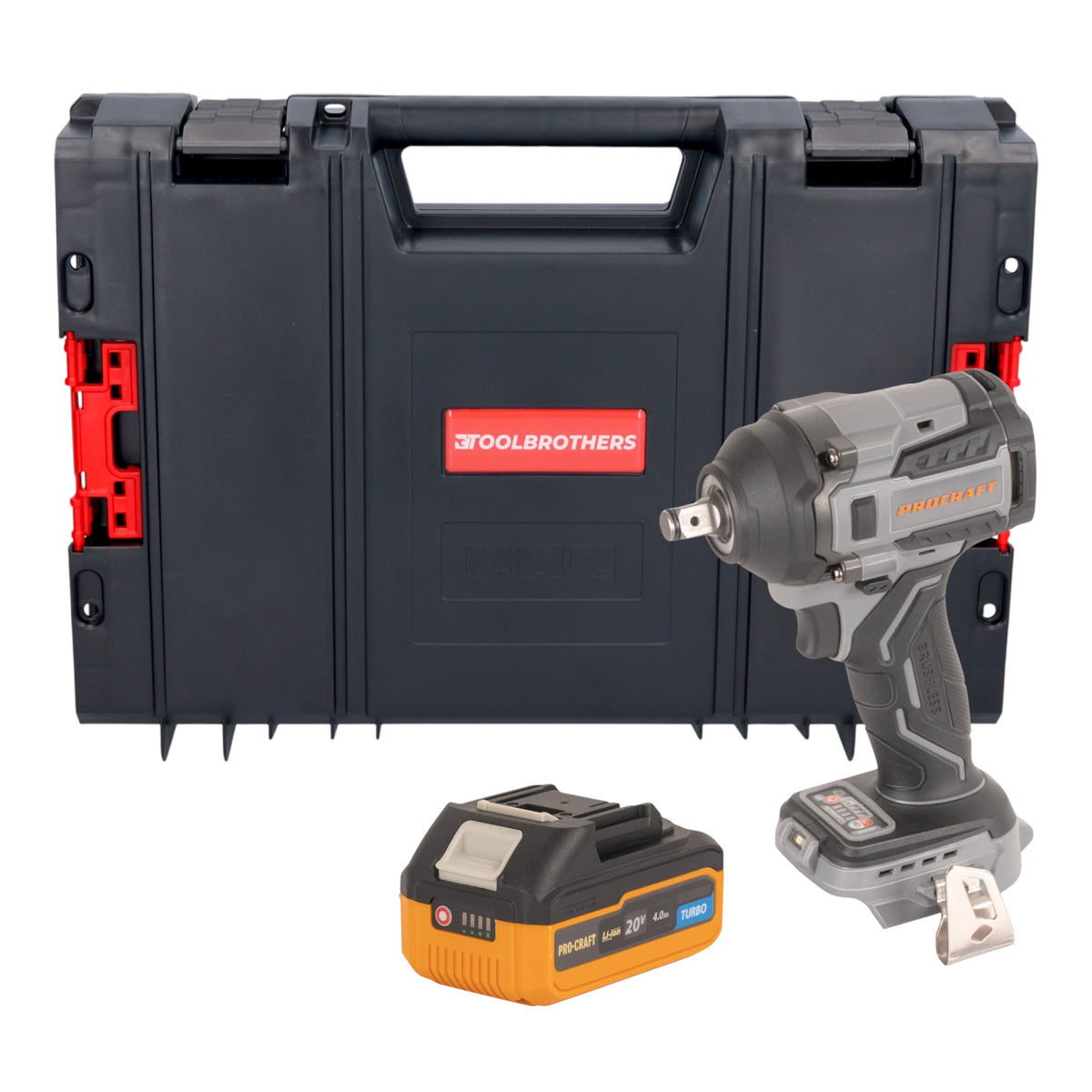 Procraft Industrial IW550Abb Clé à choc sans fil 20 V 550 Nm 1/2" + 1x batterie 4,0 Ah + RHINO Toolcase - sans chargeur