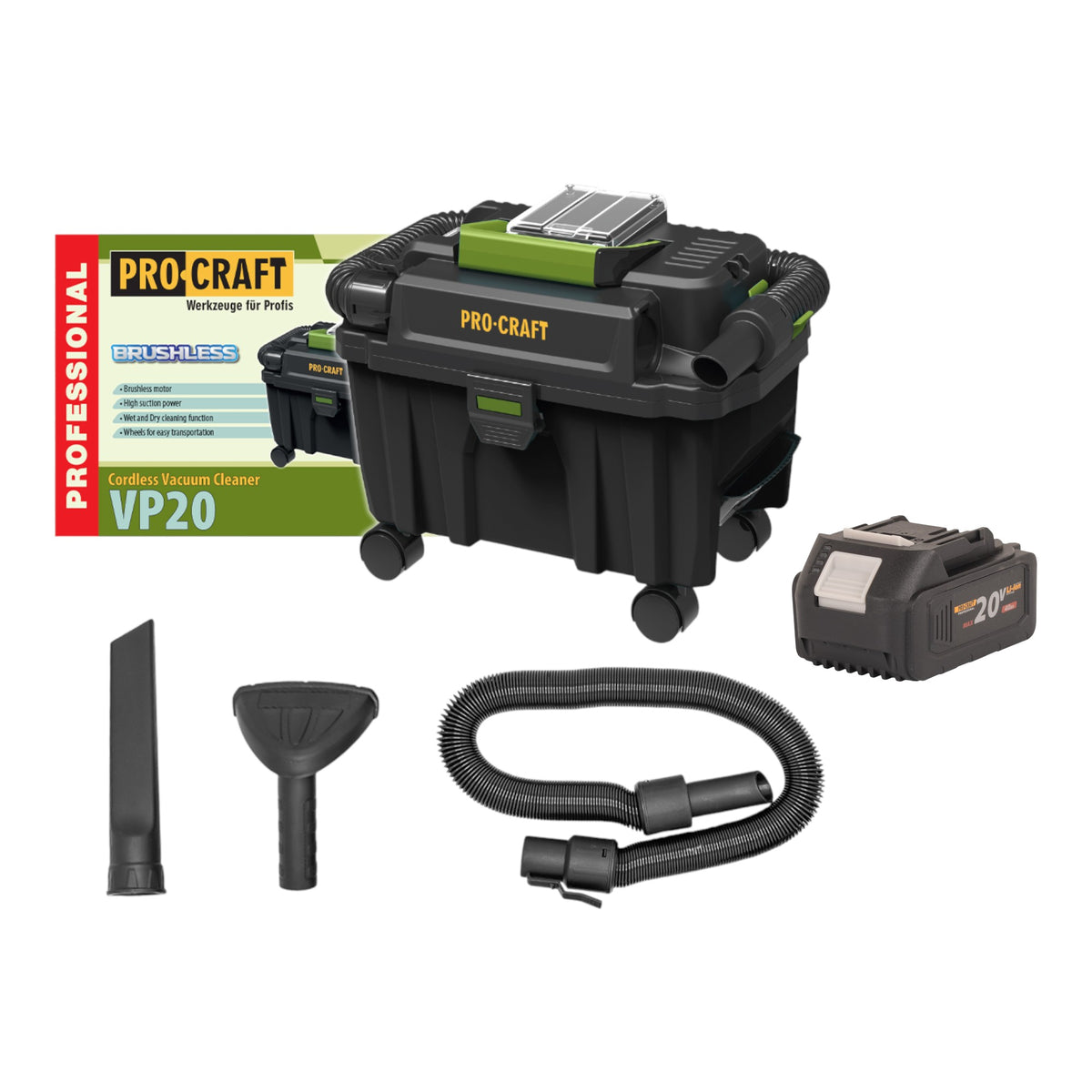 Aspirapolvere industriale a batteria Procraft VP20 20 V 10 l Brushless + 1x batteria 4,0 Ah - senza caricabatteria