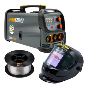 Procraft SPI-290 Kombi Inverter Schweißgerät 3,8 kW Co Flux MMA TIG Lift + Fülldraht + Schweißhelm