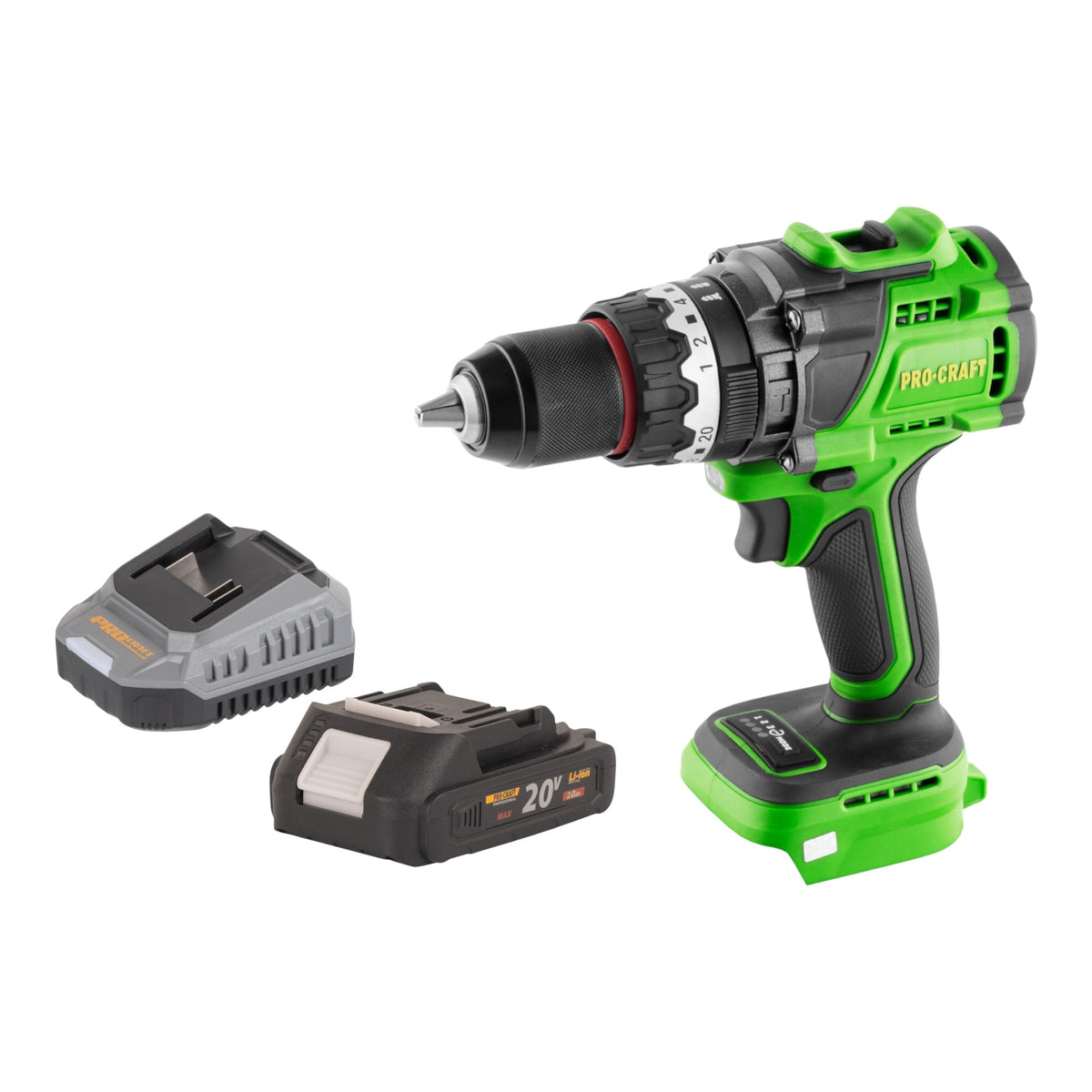 Procraft PA18ProBL-BB Perceuse-visseuse à percussion sans fil 20 V 180 Nm Brushless + 1x batterie 2,0 Ah + chargeur