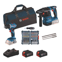 Bosch 18 V Profi Set 0615V0003D mit GSR 18V 45 GBH 18V 22 45 tlg Bit Set 3 tlg SDS plus 5 Schlagbohrer Set 2x Akku 4 0 Ah Ladegeraet Tasche 0 - toolbrothers