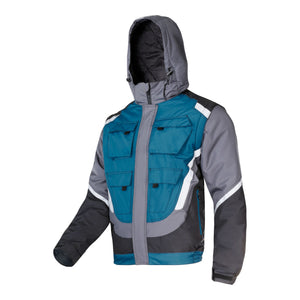 LAHTI PRO Gepolsterte Arbeitsjacke mit Reflexstreifen Größe M ( L4092402 ) schwarz grau türkis