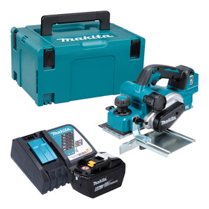 Makita DKP 181 Z Akku Hobel 18 V 82 mm Brushless + 1x Akku 9,0 Ah + Ladegerät + Makpac