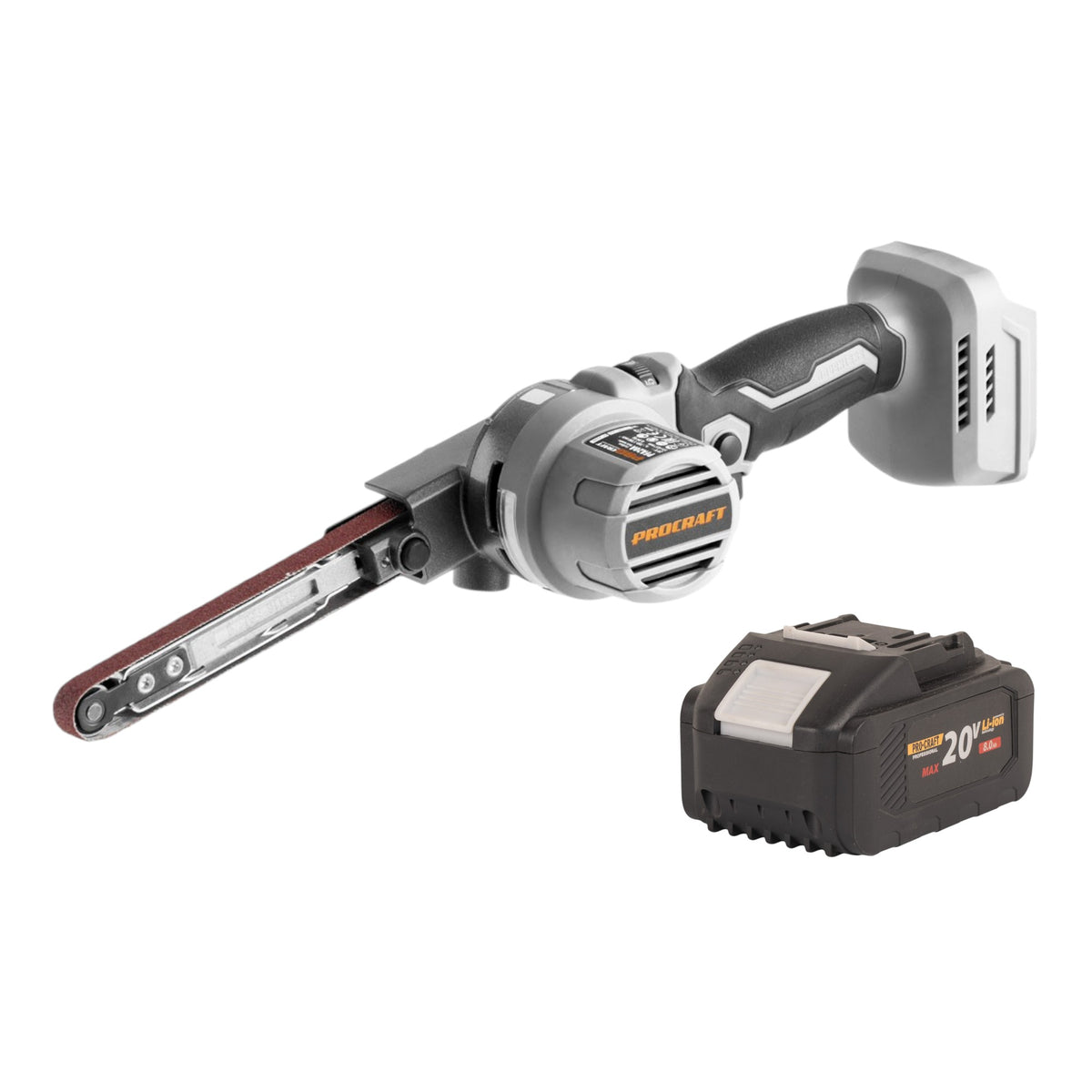Ponceuse à bande sans fil ProCraft Industrial PFA20A-BB 20 V 13 x 457 mm sans balais + 1 batterie 8,0 Ah - sans chargeur