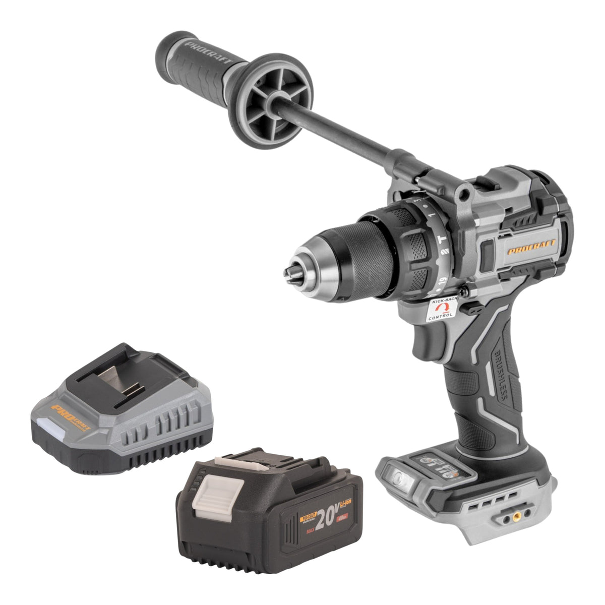 Perceuse-visseuse à percussion sans fil ProCraft Industrial CD20C-BB 20 V 120 Nm sans balais + 1 batterie 4,0 Ah + chargeur