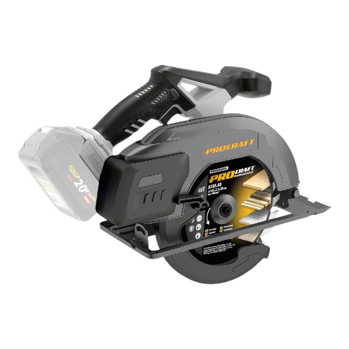 Procraft Industrial CS185A-BB Akku Handkreissäge 20 V 185 mm Brushless Solo - ohne Akku, ohne Ladegerät