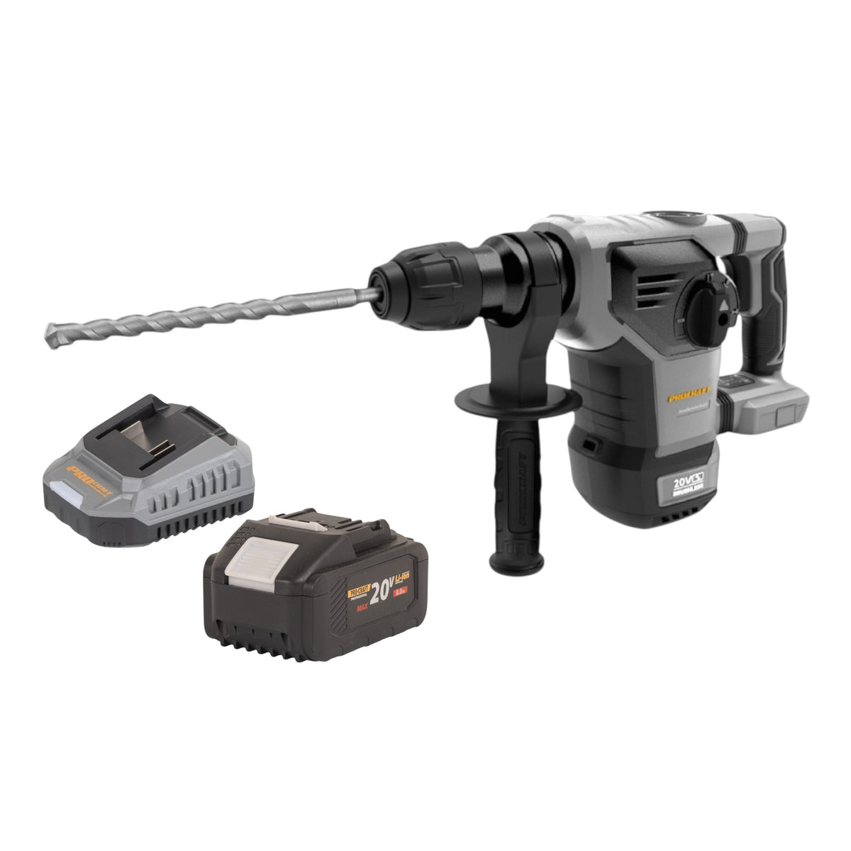 Procraft Industrial HD20B-BB-C Akku Kombihammer 20 V 5 J SDS plus Brushless + 1x Akku 8,0 Ah + Ladegerät + Koffer