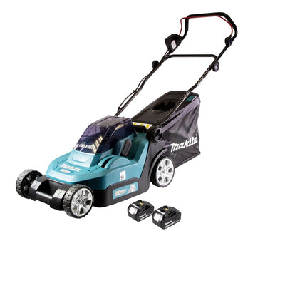 Makita DLM 382 F2 Akku Rasenmäher 36 V ( 2x 18 V ) 38 cm 40 l + 2x Akku 3,0 Ah - ohne Ladegerät