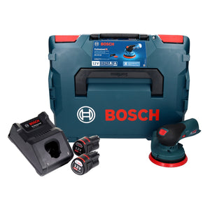 Bosch GEX 12V-125 Levigatrice rotorbitale a batteria professionale 12 V 125 mm brushless + 2x batteria ricaricabile 3,0 Ah + caricabatterie + L-Boxx