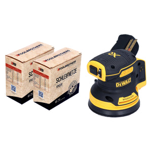 DeWalt DCW 210 N Akku Exzenterschleifer 18 V 125 mm Brushless Solo + 2x Toolbrothers SPIDER Netzschleifmittel Set
