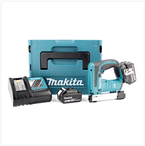 Makita DST 221 RMJ 18 V Li-Ion Akku Tacker im MAKPAC inkl. 2x BL 1840 B Akku + Ladegerät
