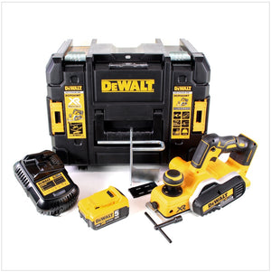 DeWalt DCP 580 P1 18 V Rabot sans fil 82 mm avec boîtier TSTAK VI + 1x Batterie DCB 184 5,0 Ah + 1x Chargeur DCB 115
