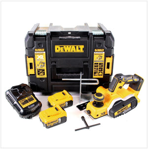 DeWalt DCP 580 P2 18 V Rabot sans fil 82 mm avec boîtier TSTAK VI + 2x Batteries DCB 184 5,0 Ah + 1x Chargeur DCB 115