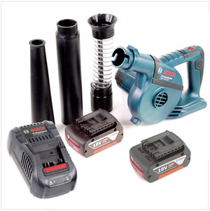 Bosch GBL 18 V-120 Akku Gebläse Laubbläser mit 2x Bosch GBA 18V 5,0 Ah Akku + GAL 1880 CV Ladegerät