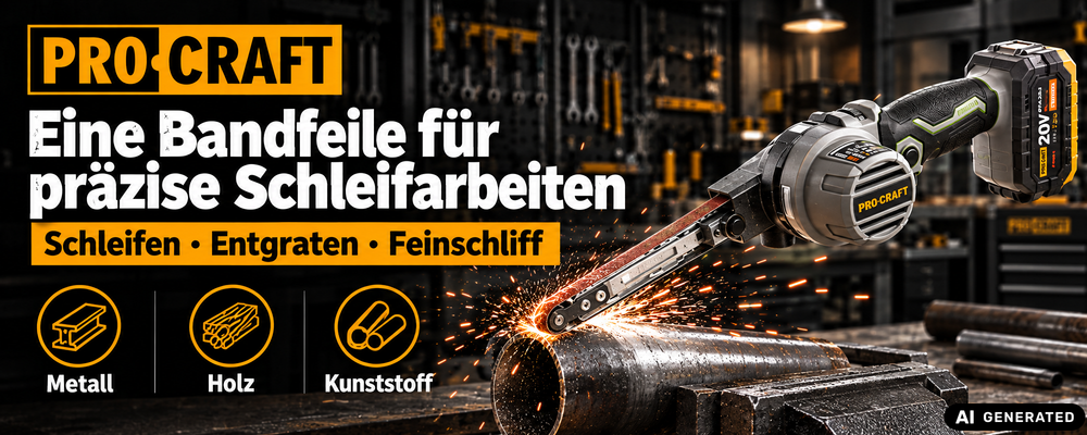 ProCraft Industrial PFA20A-BB Akku Bandfeile 20 V 13 x 457 mm Brushless + 1x Akku 8,0 Ah + Ladegerät