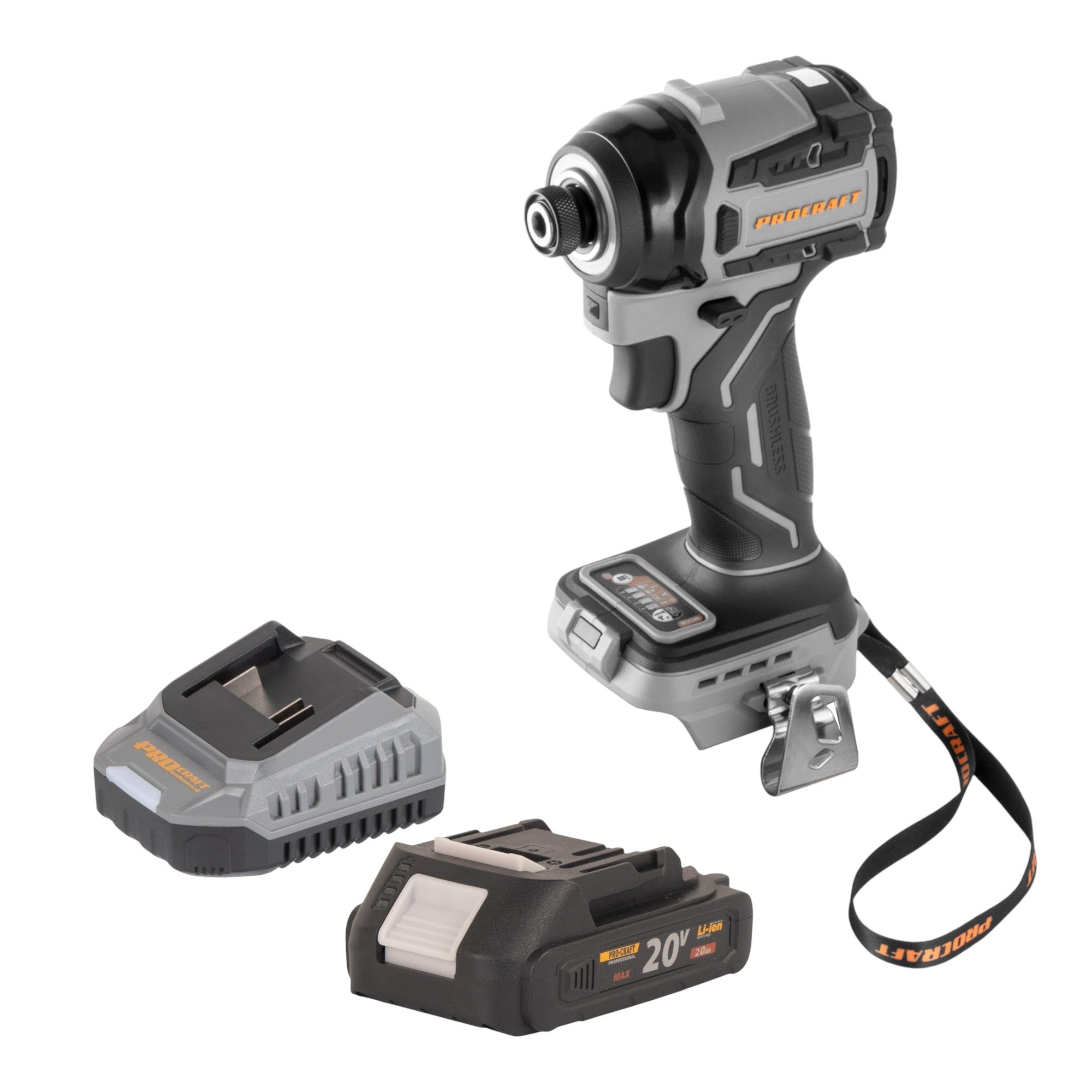 Procraft Industrial ID20Abb Akku Schlagschrauber 20 V 180 Nm 1/4" + 1x Akku 2,0 Ah + Ladegerät