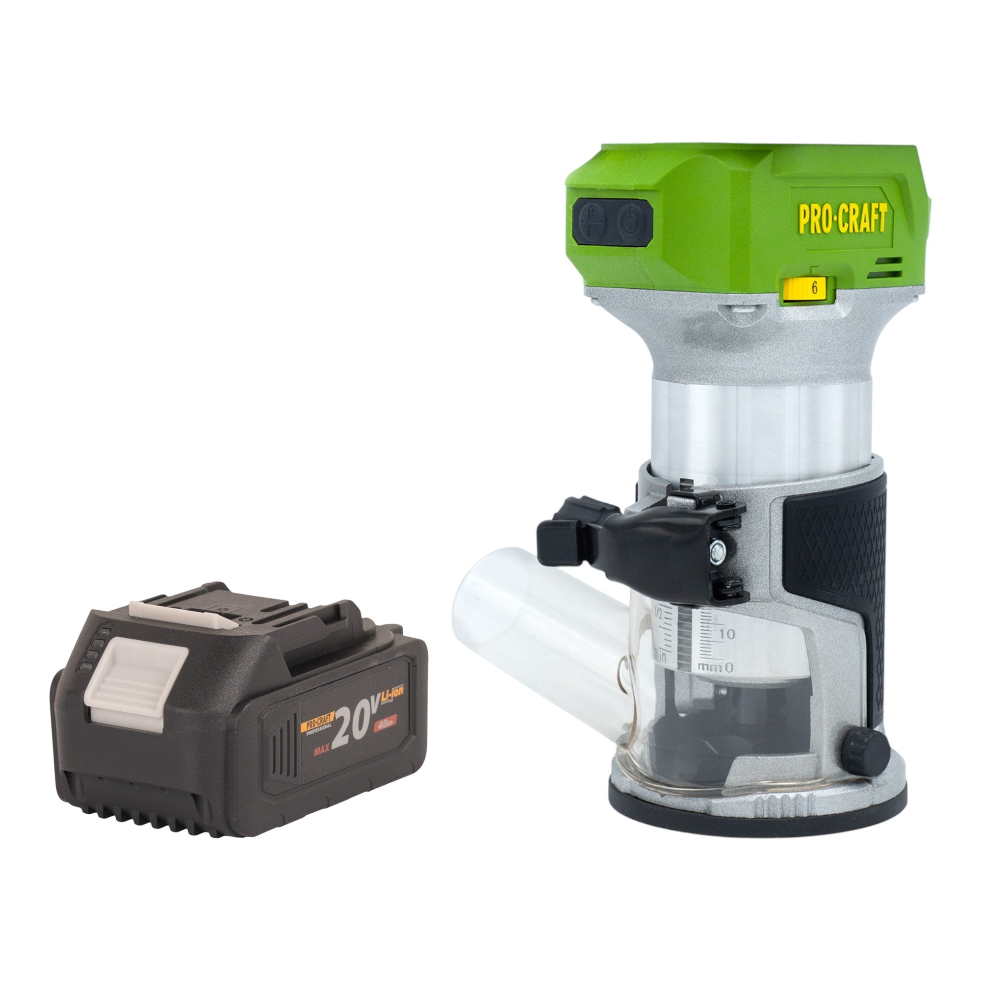 Procraft POB24bb Akku Multifunktionsfräse 20 V 6 / 8 mm Brushless + 1x Akku 4,0 Ah - ohne Ladegerät