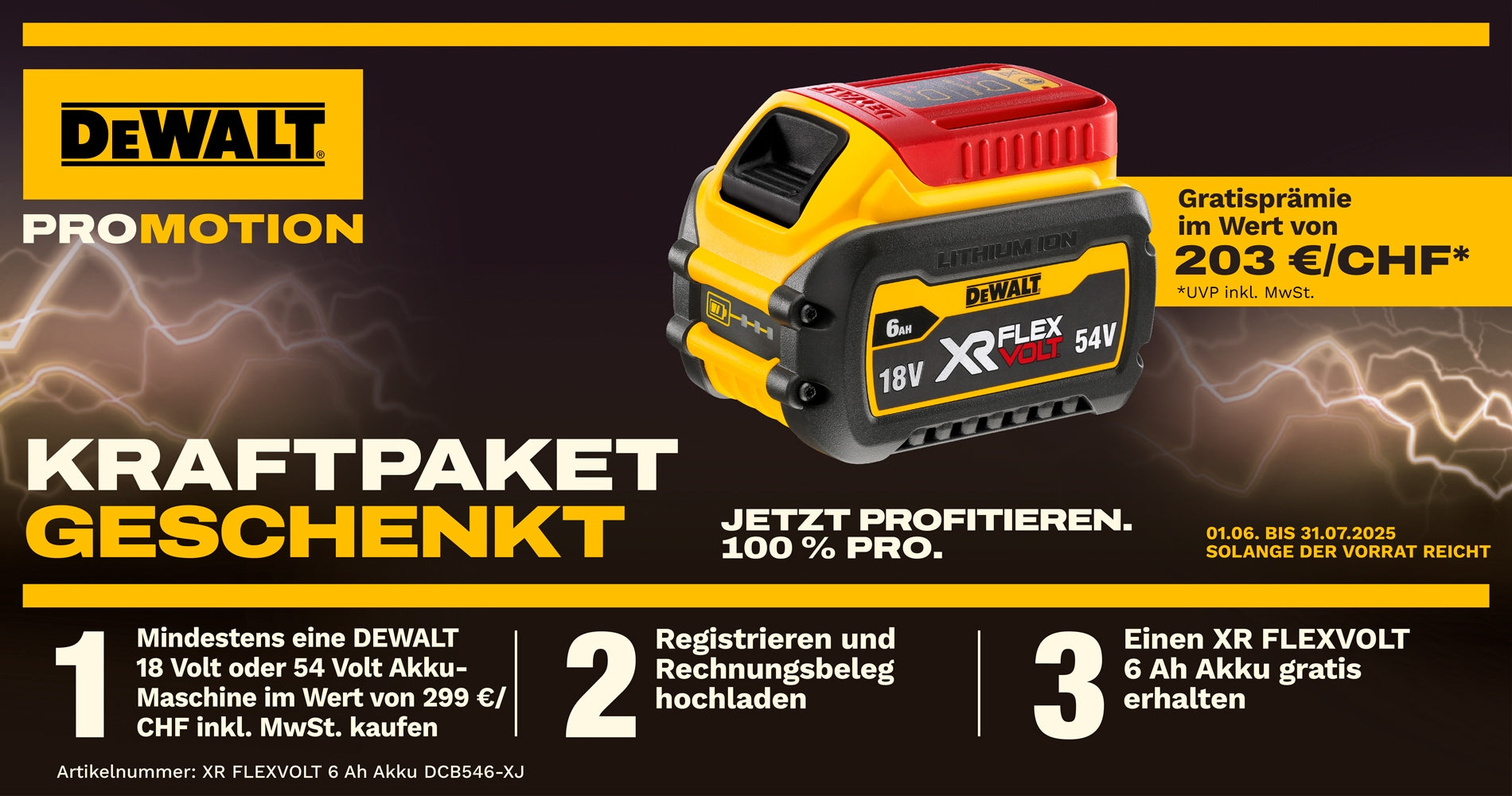🛠️ DeWalt Kraftpaket-Aktion 2025: Gratis XR FLEXVOLT 6 Ah Akku sichern!