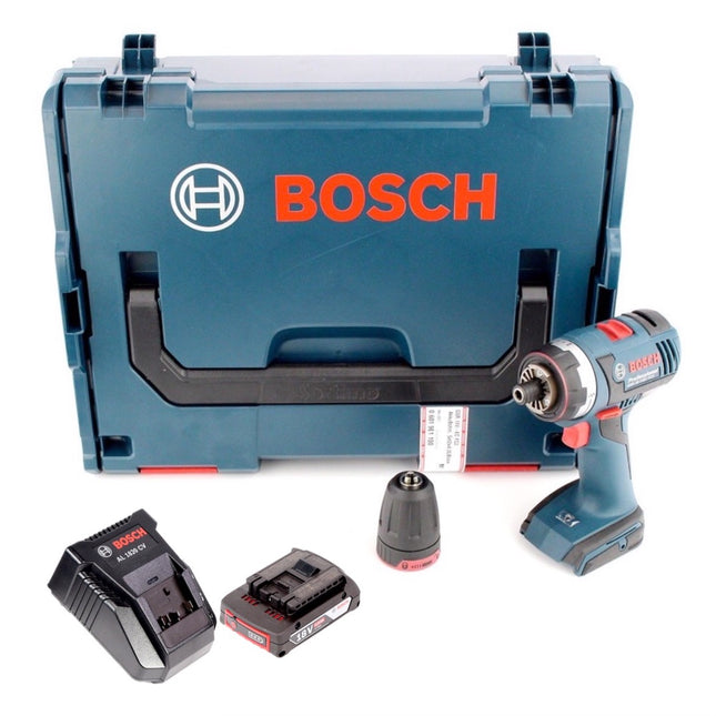 Bosch GSR 18 V-EC FC2 brushless Akku Bohrschrauber in L-Boxx mit AL 1820 Ladegerät und 1x GBA 2 Ah Akku und Bohrfutter GFA FC2 - Toolbrothers