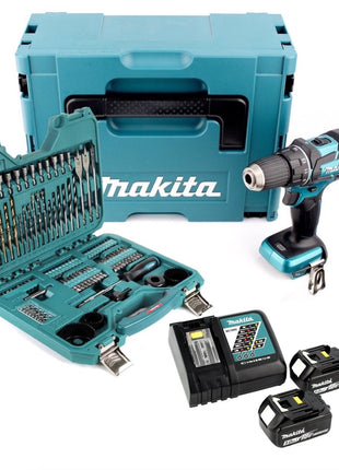 Makita DDF 480 RTJ Akku Bohrschrauber 18 V Brushless + 2x 5,0 Ah Akku + Ladegerät + 100 tlg. Bit & Bohrer Set + Makpac - Toolbrothers