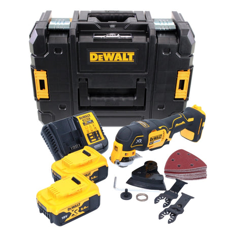 DeWalt DCS 355 P2 Akku Oszillierer Multitool 18 V Brushless + 2x Akku 5,0 Ah + Ladegerät + 29 tlg. Zubehör + TSTAK - Toolbrothers