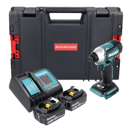 Makita DTD 155 SFJ-R cordless impact wrench 18V 140Nm brushless + 2x rechargeable battery 3.0 Ah + charger + RHINO