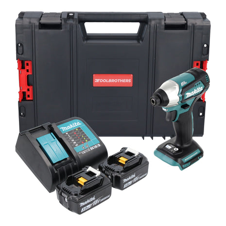 Makita DTD 155 SFJ-R Clé à choc sans fil 18V 140Nm Brushless + 2x batterie 3,0 Ah + chargeur + RHINO