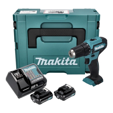 Taladro atornillador inalámbrico Makita DF 333 DSAJ 12 V máx. 30 Nm + 2 baterías 2,0 Ah + cargador + Makpac