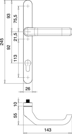 EDI Profiltürgarnitur Atlas 1200/0026 Aluminium F1 ( 3000200040 )