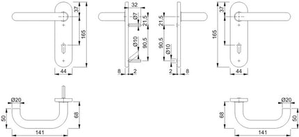 Juego de escudos cortos HOPPE Paris E138Z/353K acero inoxidable F69 ( 3000203012 )
