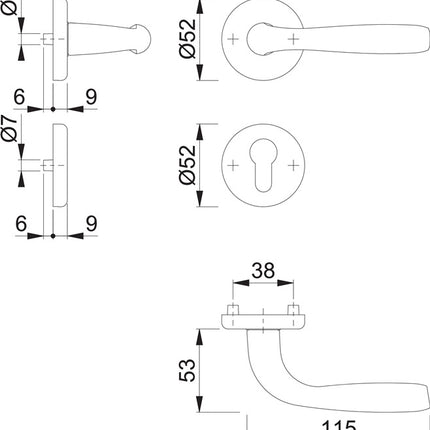 HOPPE rose set Maribor 1766 / 17KV/17KVS Aluminium F1 ( 3000203145 )