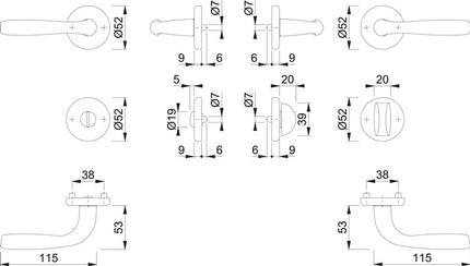 HOPPE Rosettengarnitur Maribor 1766 / 17KV/17KVS Aluminium F1 ( 3000203146 )