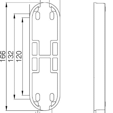 Base DENI para cerrojo de puerta Vario para barras montadas en superficie ( 3000215031 )