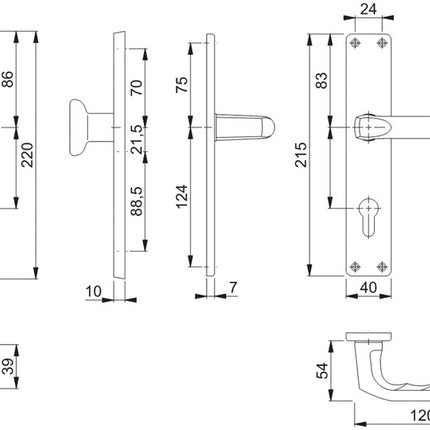 HOPPE Langschildgarnitur London 54/227/202SP/113 Aluminium F4 ( 3000252242 )