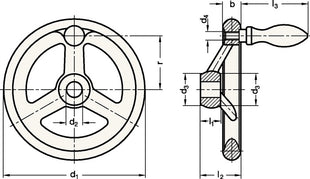 GANTER handwheel GN 950 b 22 mm d1 200 mm d2 20 mm ( 4601000254 )