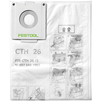 Festool FIS-CTH 26/3 Bolsa filtrante de seguridad 24 l clase de polvo H 6 unidades ( 2x 497541 ) para aspirador móvil CTH 26
