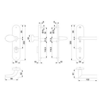 HOPPE Schutzgarnitur Stockholm 76G/3332ZA/3410/1140 Aluminium F1 ( 3000209128 )