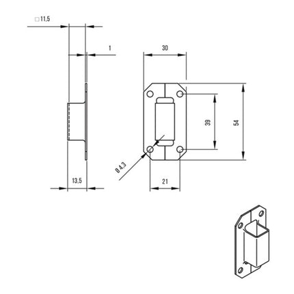 Lazo de barra DENI adecuado para barra de falleba de 10 mm ( 3000255672 )