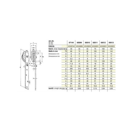 HEINRICH BETZ & SÖHNE Sliding door roller with bracket 105 mm galvanised steel ( 3000256904 )