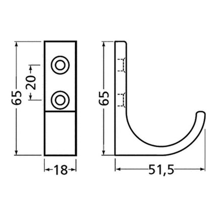 HERMETA wieszak na ubrania 0149 pojedynczy występ 51,5 mm ( 3000283357 )