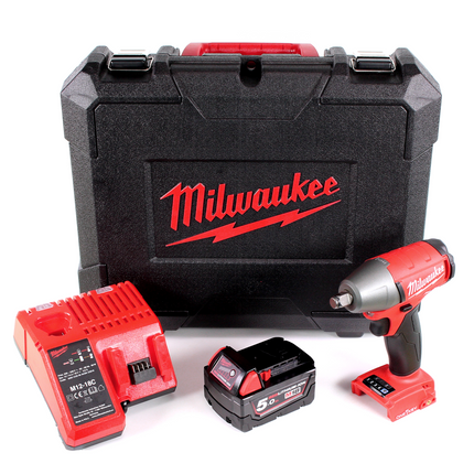 Milwaukee M18 ONEIWF12 501C 18 V Li-Ion Akku Schlagschrauber im Werkzeugkoffer + 1x M18 B5 5,0 Ah Akku + M12-M18C Ladegerät - Toolbrothers