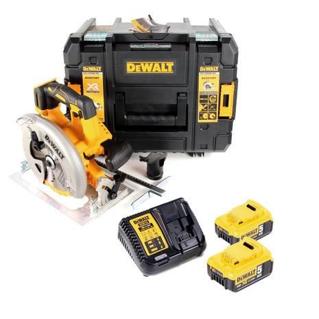 Dewalt DCS 570 P2 Akku Hand Kreissäge 18V 184 mm Brushless + 2x Akku 5,0Ah + Ladegerät + TSTAK - Toolbrothers