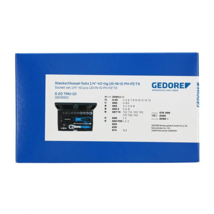 Set di chiavi a bussola GEDORE D 20 TMU-10 40 pezzi 1/4 ″ ( 4000820559 )