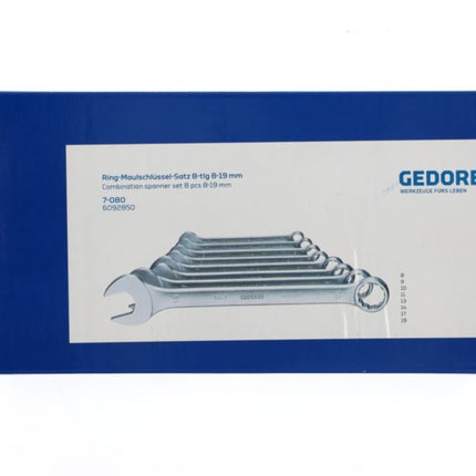 GEDORE Juego de llaves combinadas 7-080 Llave de 8 piezas ancho de llave 8-19 mm ( 4000823621 )