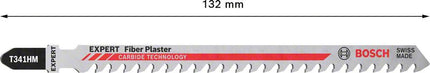 Lama per seghetto alternativo BOSCH Fibre Plaster T 341 HM Lunghezza totale 132 mm ( 4000837441 )
