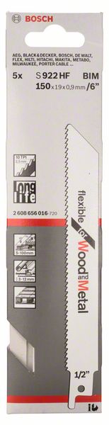 BOSCH Lama per sega circolare S 922 HF Lunghezza 150 mm Larghezza 19 mm ( 4000837544 )