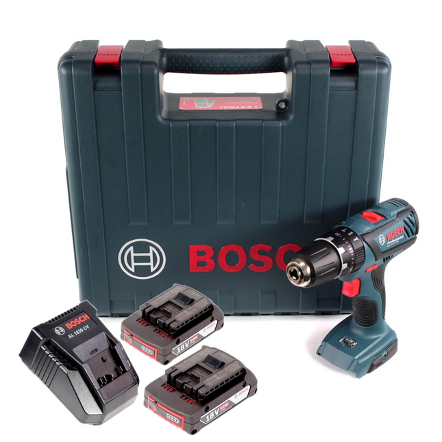 Bosch GSB 18-2-Li Plus Schlagbohrschrauber Professional 18 V im Koffer + 2x GBA 2,0 Ah + Bosch AL 1820 CV Schnellladegerät - Toolbrothers